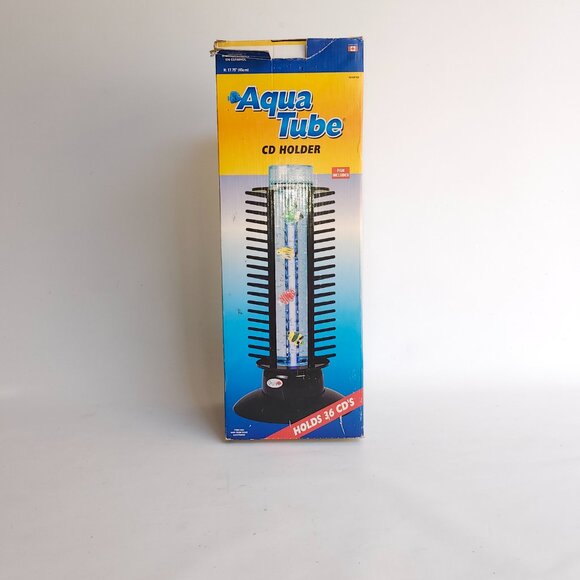 VINTAGE AQUA TUBE CD HOLDER BNIP Lava Lamp CD holder Holds 36 CDs WORKS - Picture 9 of 9